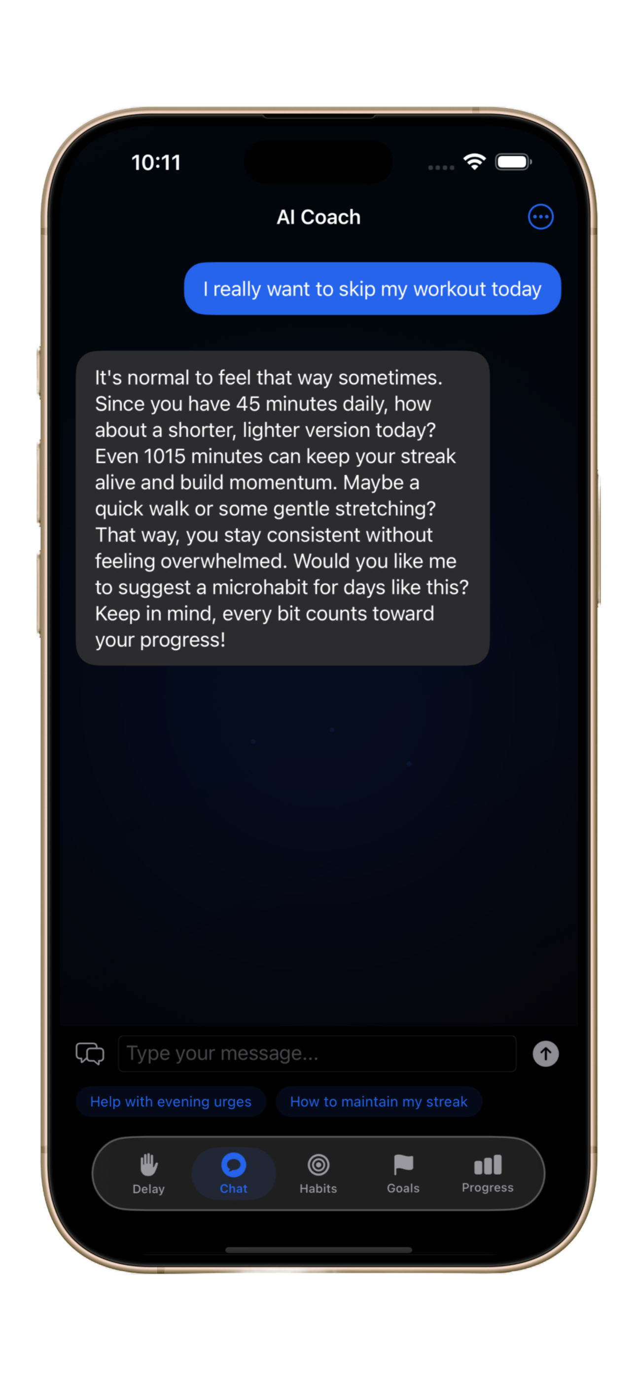 Clyrify AI Coach chat interface with personalized advice